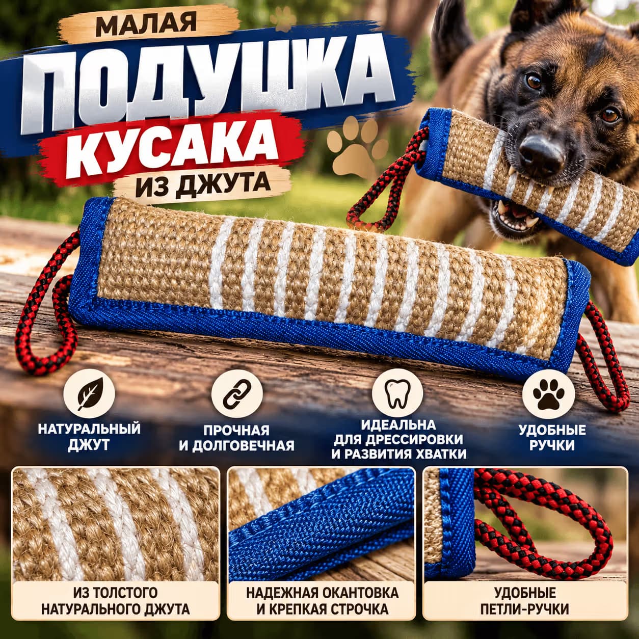 Малая подушка кусака из джута