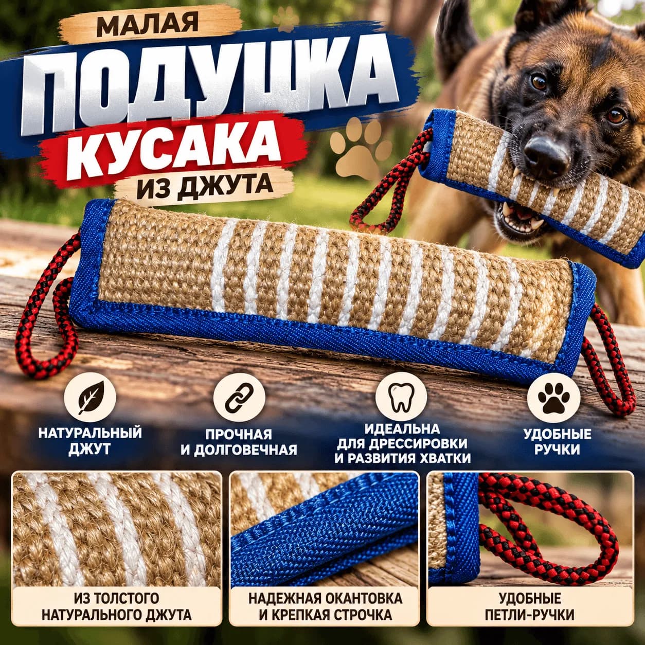 Малая подушка кусака из джута