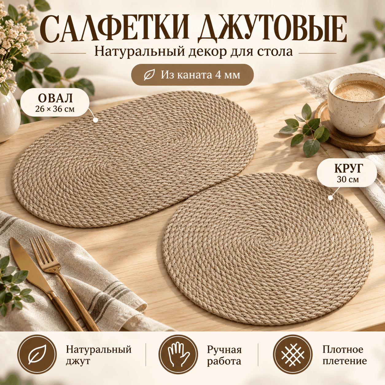 Салфетки из джутового каната