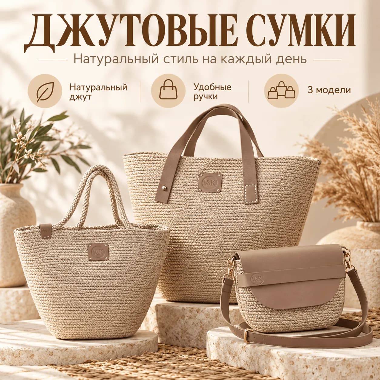 Джутовые сумки в натуральном стиле - варианты