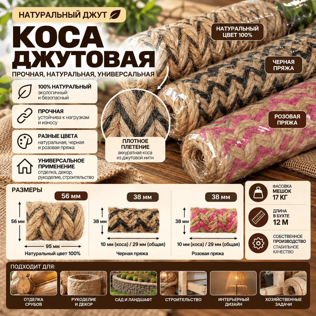 Коса джутовая: натуральность и прочность