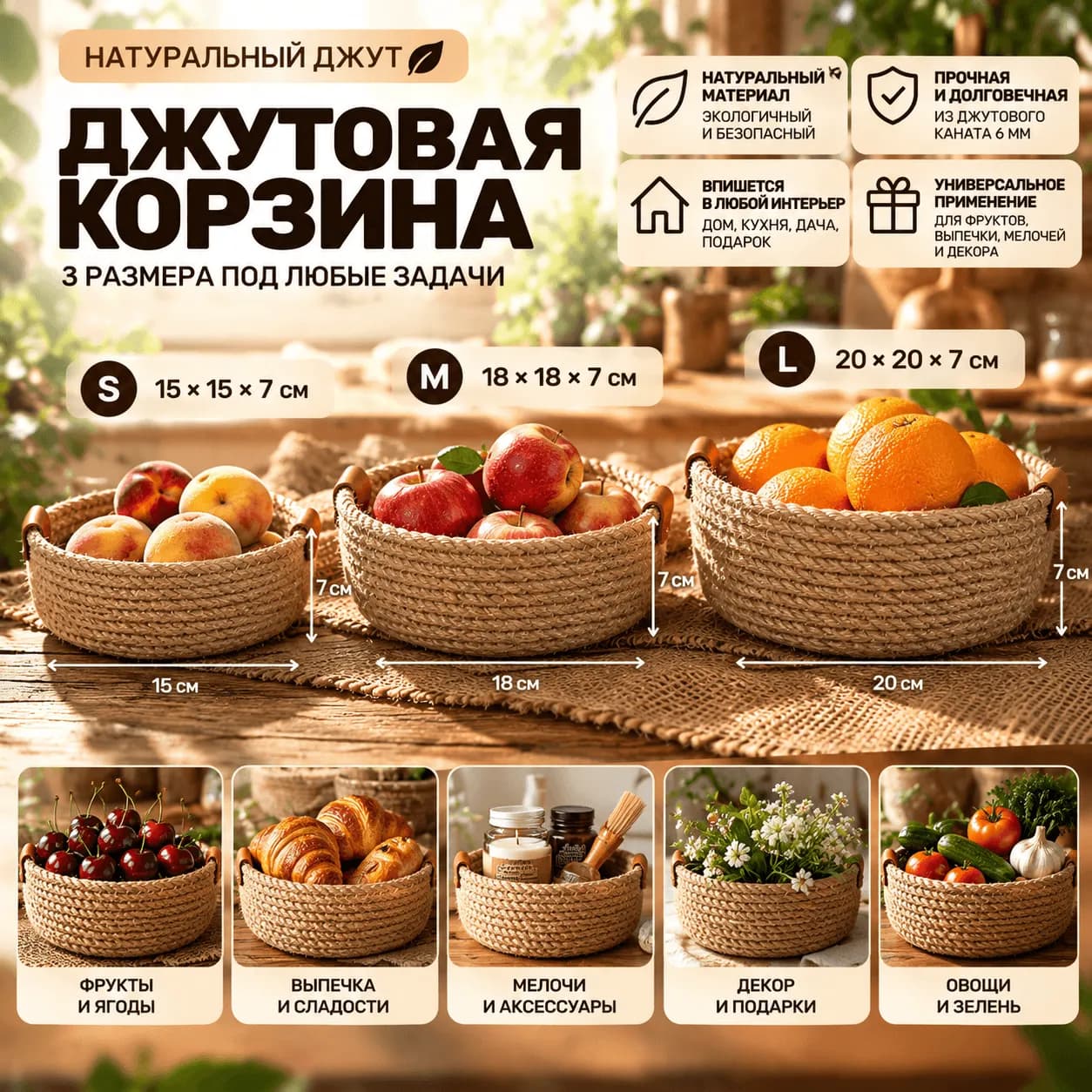 Джутовые корзины для любого интерьера